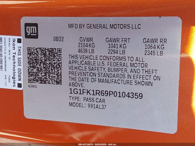 1G1FK1R69P0104359 Chevrolet Camaro Rwd  Zl1