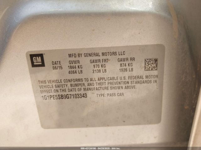 1G1PE5SB9G7103343 Chevrolet Cruze Limited 1lt Auto