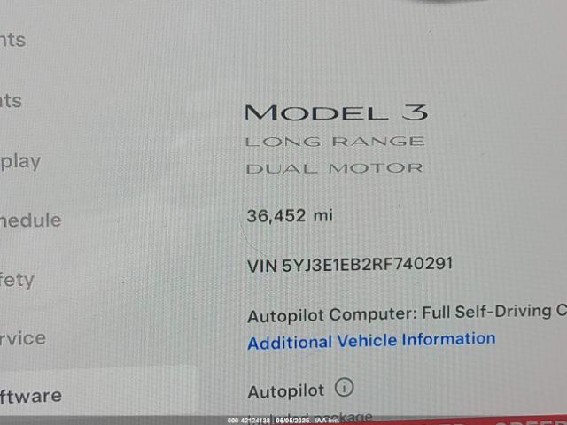 5YJ3E1EB2RF740291 Tesla Model 3 Long Range Dual Motor All-wheel Drive