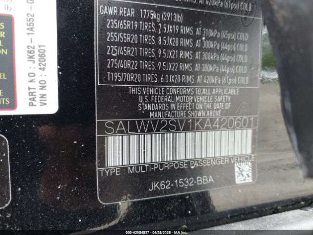 SALWV2SV1KA420601 Land Rover Range Rover Sport Hse Dynamic