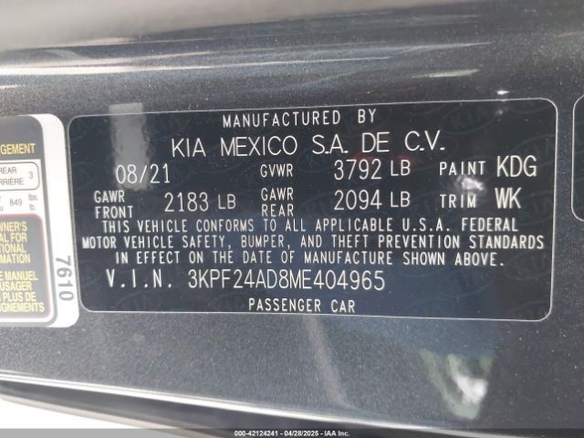 3KPF24AD8ME404965 KIA Forte Lxs