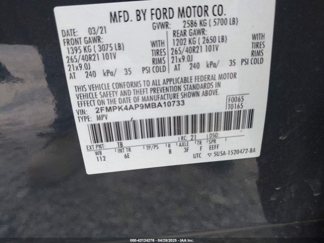 2021 FORD EDGE 2FMPK4AP9MBA10733 Photo 8