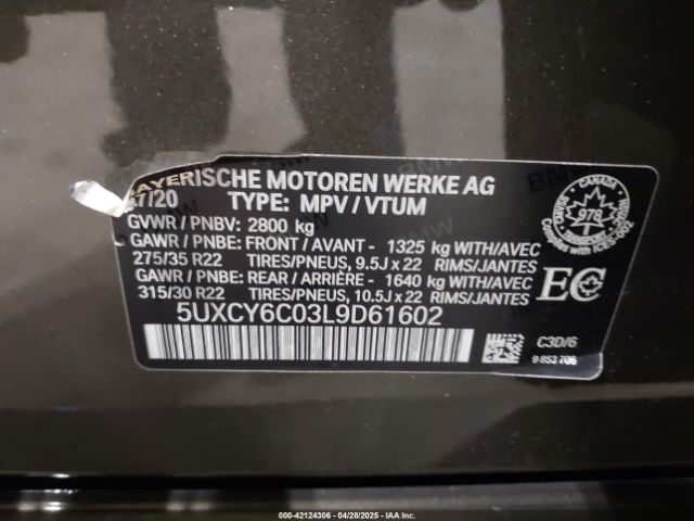 5UXCY6C03L9D61602 BMW X6 Xdrive40i
