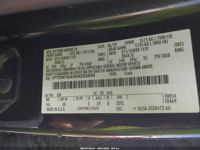 Ford F-150 Xl 2019 1FTEW1E43KKE02639 Image 9