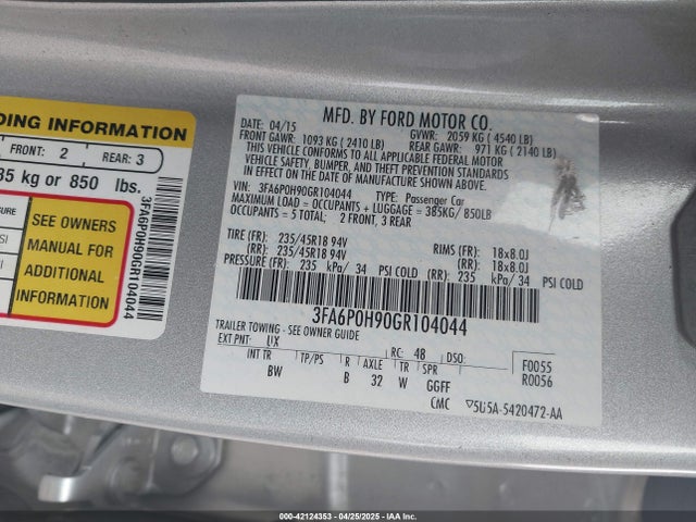 3FA6P0H90GR104044 Ford FUSION SE