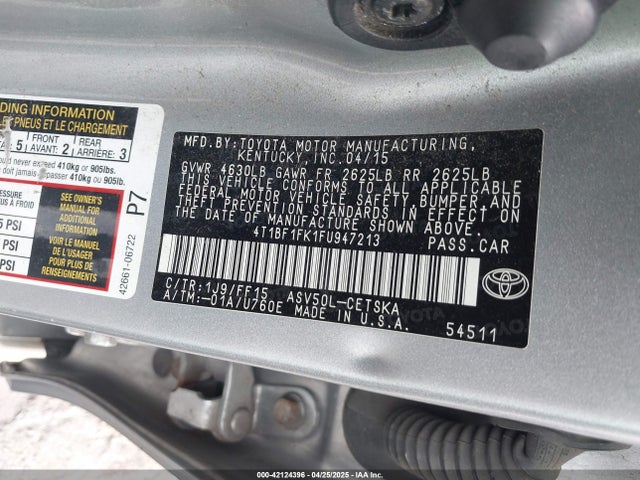 4T1BF1FK1FU947213 Toyota CAMRY SE