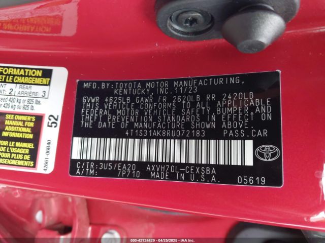 4T1S31AK8RU072183 Toyota Camry Hybrid Se