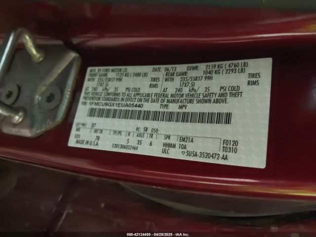 1FMCU9GX1EUA05440 Ford ESCAPE SE
