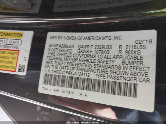 1HGCV1F4XJA124112 Honda ACCORD EX