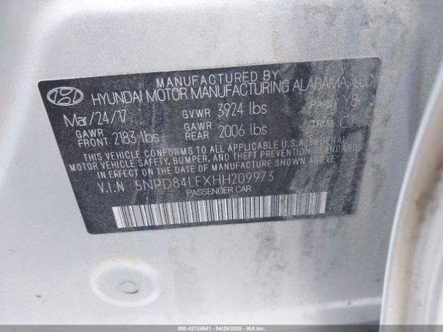 5NPD84LFXHH209973 Hyundai Elantra Value Edition