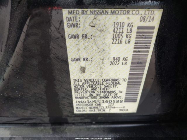 1N4AL3AP5FC160588 Nissan Altima 2.5 Sl