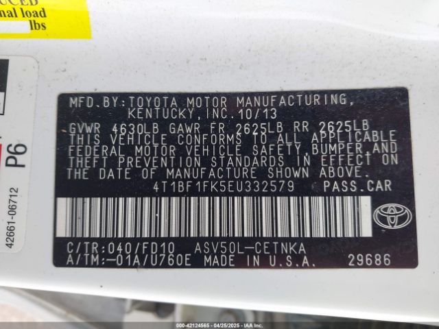 4T1BF1FK5EU332579 Toyota CAMRY LE