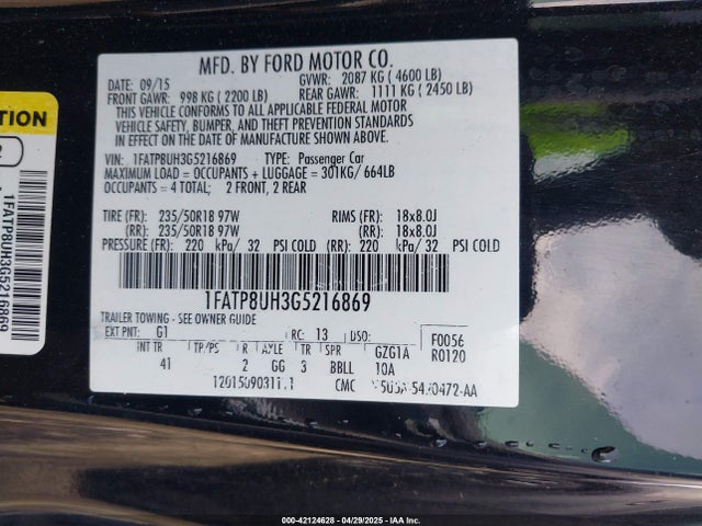 1FATP8UH3G5216869 Ford Mustang Ecoboost Premium