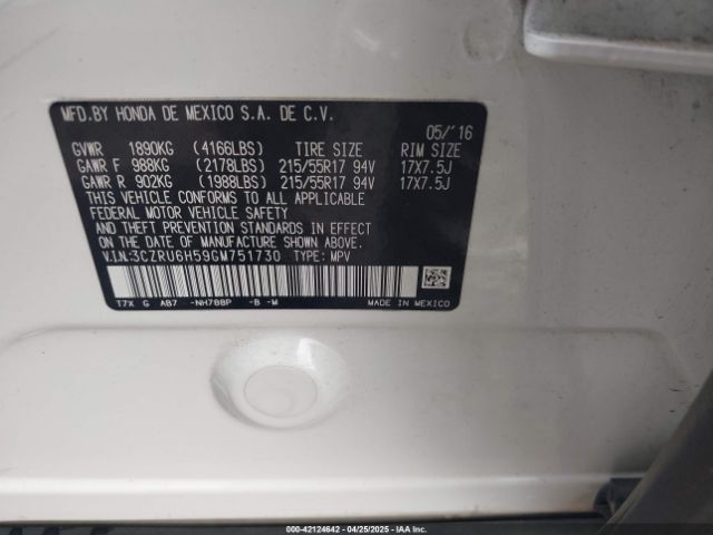 2016 HONDA HR-V 3CZRU6H59GM751730 Photo 8
