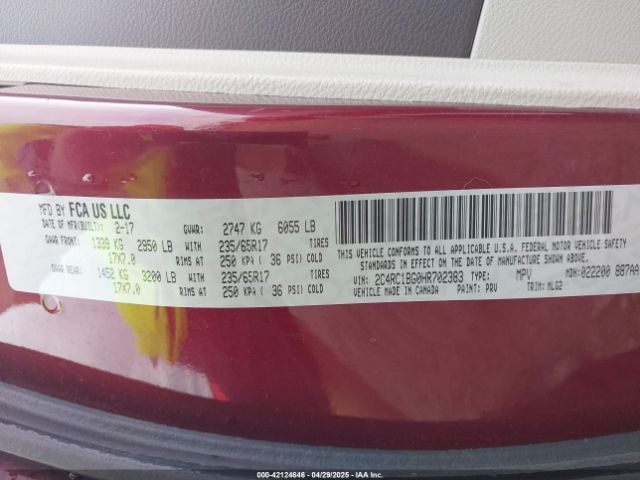 2C4RC1BG0HR702383 Chrysler Pacifica Touring-l