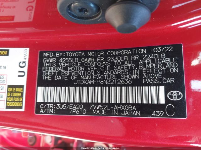 2022 TOYOTA PRIUS PRIME JTDKAMFP8N3212636 Photo 8