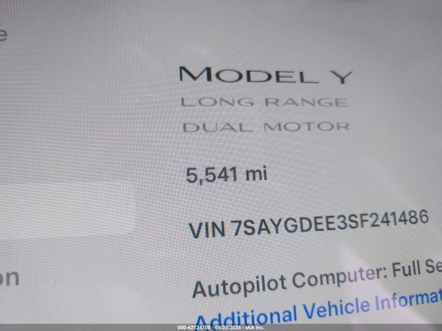 2025 TESLA MODEL Y 7SAYGDEE3SF241486 Photo 6