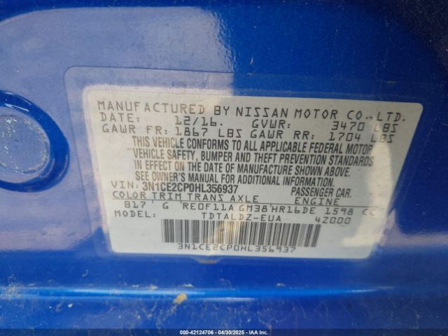 2017 NISSAN VERSA NOTE 3N1CE2CP0HL356937 Photo 8