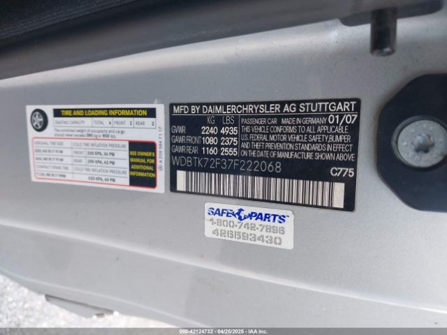 2007 MERCEDES-BENZ CLK 550 WDBTK72F37F222068 Photo 8
