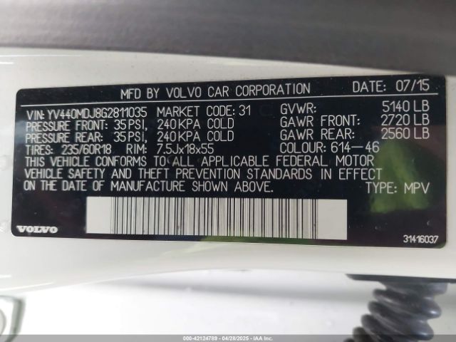 2016 VOLVO XC60 YV440MDJ8G2811035 Photo 8