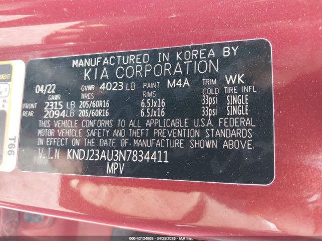 KNDJ23AU3N7834411 KIA SOUL LX