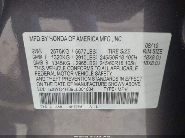 2020 ACURA MDX 5J8YD4H39LL001634 Photo 8