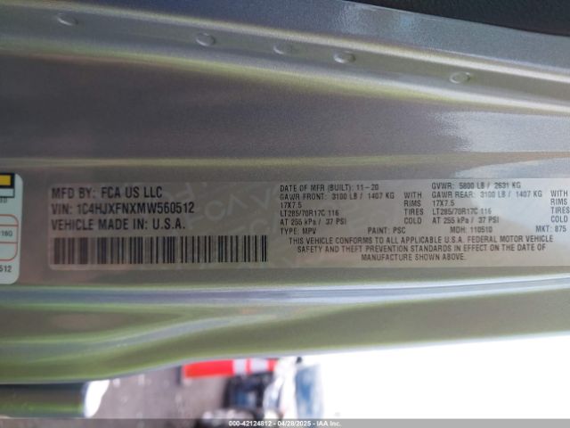 1C4HJXFNXMW560512 Jeep Wrangler Unlimited Rubicon 4x4