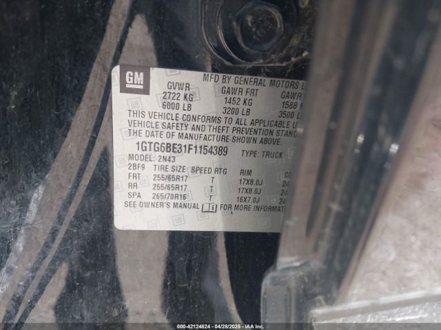 1GTG6BE31F1154389 GMC CANYON SLE