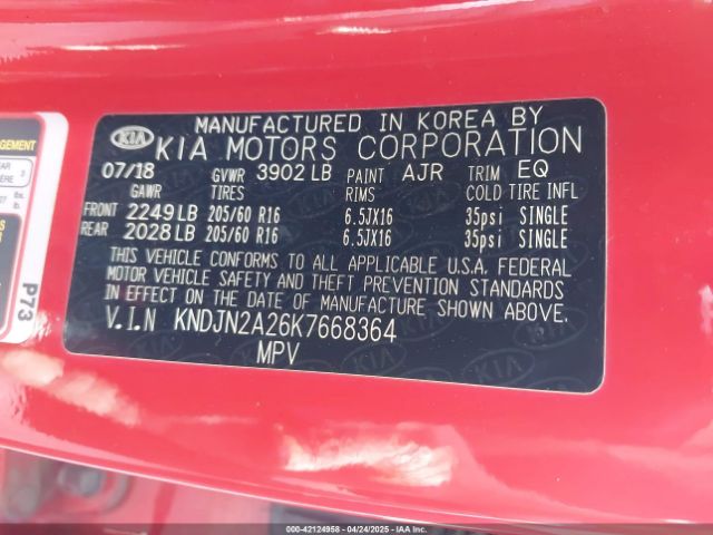 KNDJN2A26K7668364 KIA g gdi