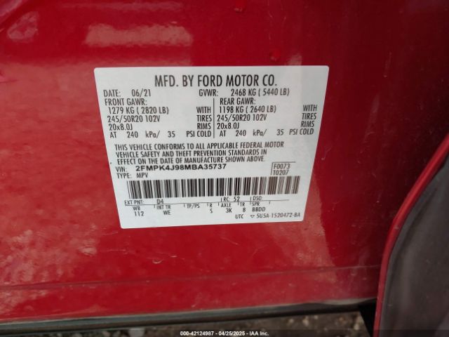 2021 FORD EDGE 2FMPK4J98MBA35737 Photo 8