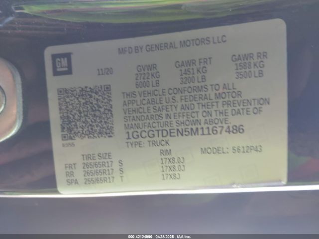 1GCGTDEN5M1167486 Chevrolet Colorado 4wd  Short Box Z71