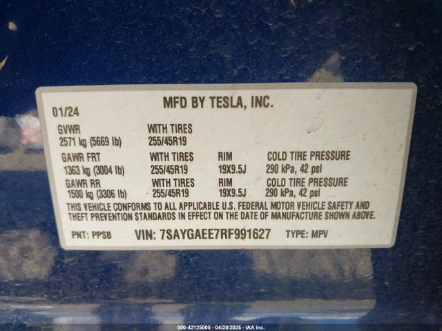 2024 TESLA MODEL Y 7SAYGAEE7RF991627 Photo 8