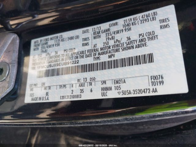 1FMCU9JX9EUB91222 Ford Escape Titanium