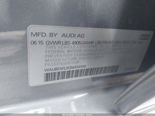 WAUBFAFLXGN004596 Audi A4 2.0t Premium