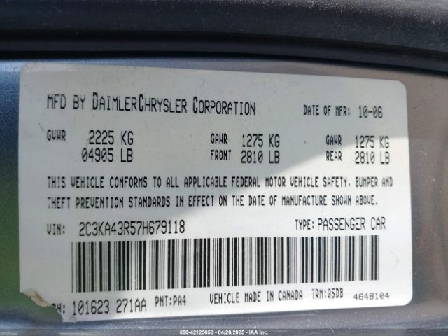 2007 CHRYSLER 300 2C3KA43R57H679118 Photo 8