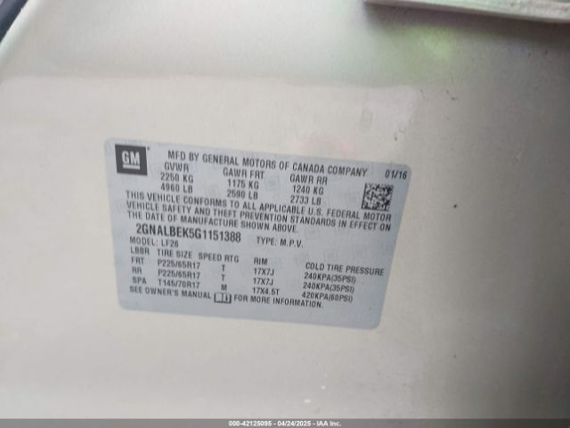 2GNALBEK5G1151388 Chevrolet EQUINOX LS