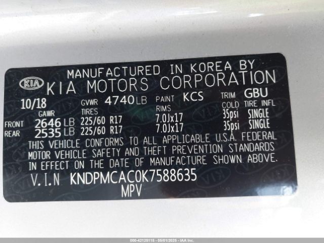 KNDPMCAC0K7588635 KIA Sportage Lx