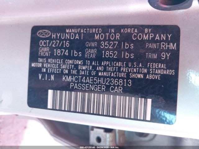 2017 HYUNDAI ACCENT KMHCT4AE5HU236813 Photo 8