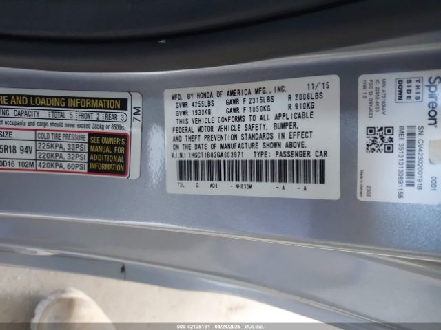 1HGCT1B82GA003971 Honda Accord Ex-l