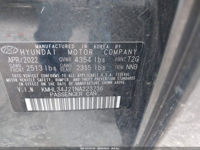 2022 HYUNDAI SONATA KMHL34J21NA223236 Photo 8