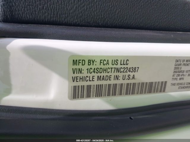 1C4SDHCT7NC224387 Dodge Durango R/t Rwd