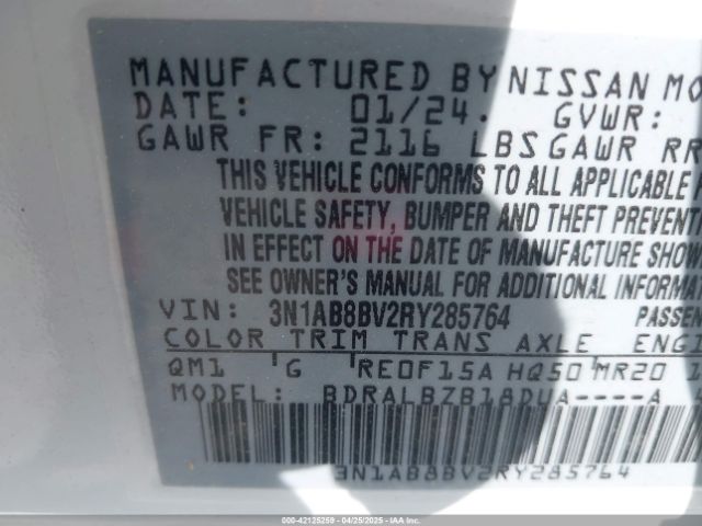 3N1AB8BV2RY285764 Nissan Sentra S Xtronic Cvt