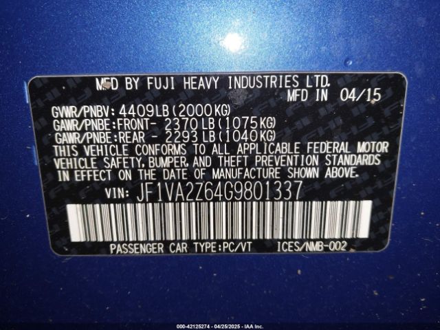 2016 SUBARU WRX STI JF1VA2Z64G9801337 Photo 8