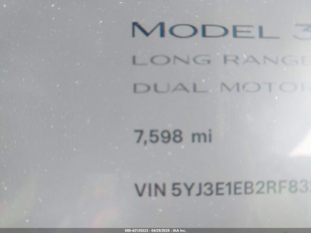 5YJ3E1EB2RF832663 Tesla Model 3 Long Range Dual Motor All-wheel Drive
