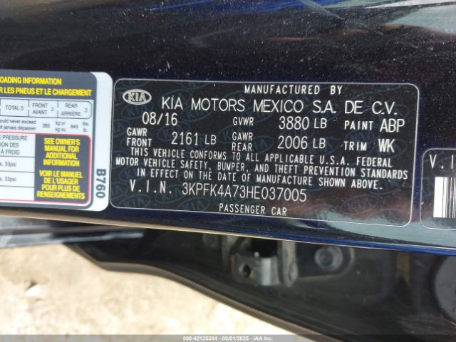 3KPFK4A73HE037005 KIA FORTE LX