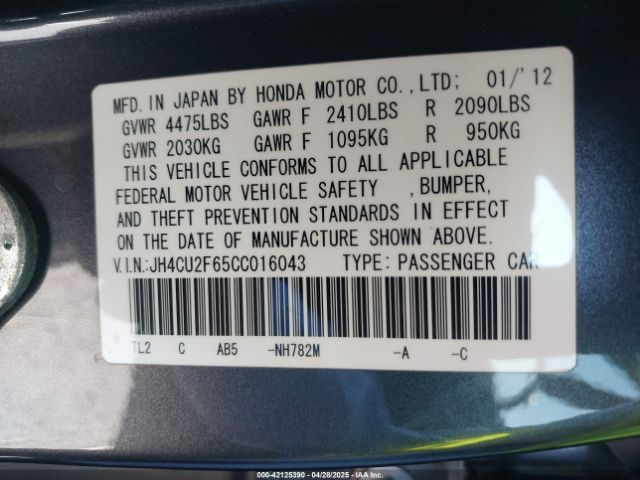 2012 ACURA TSX JH4CU2F65CC016043 Photo 8