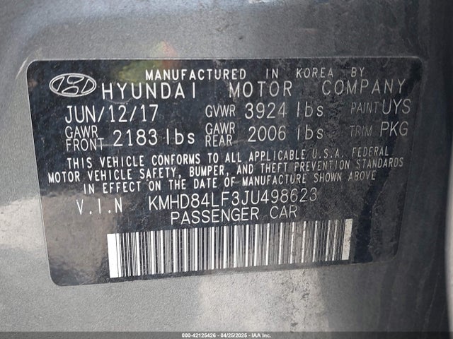 KMHD84LF3JU498623 Hyundai mpi nu