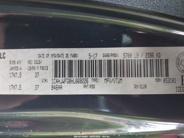 1C4HJWFG8HL668226 Jeep Wrangler Unlimited Rubicon