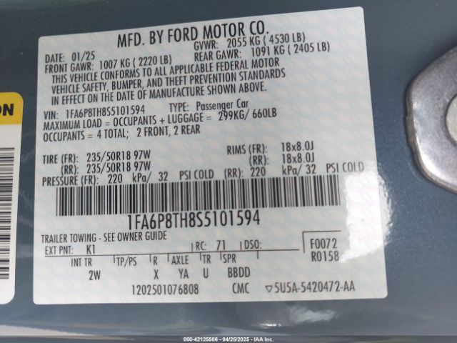 1FA6P8TH8S5101594 Ford Mustang Ecoboost Fastback