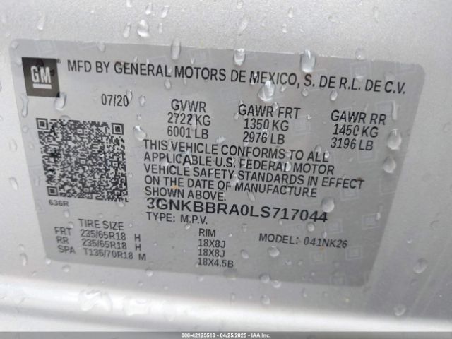 3GNKBBRA0LS717044 Chevrolet Blazer Fwd 1lt